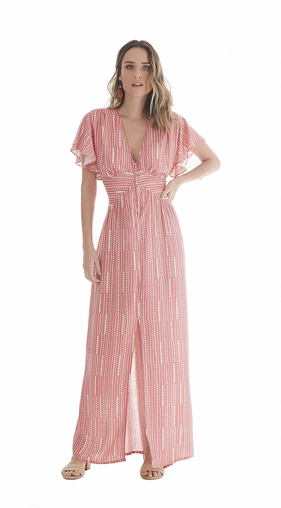 vestido com decote v longo