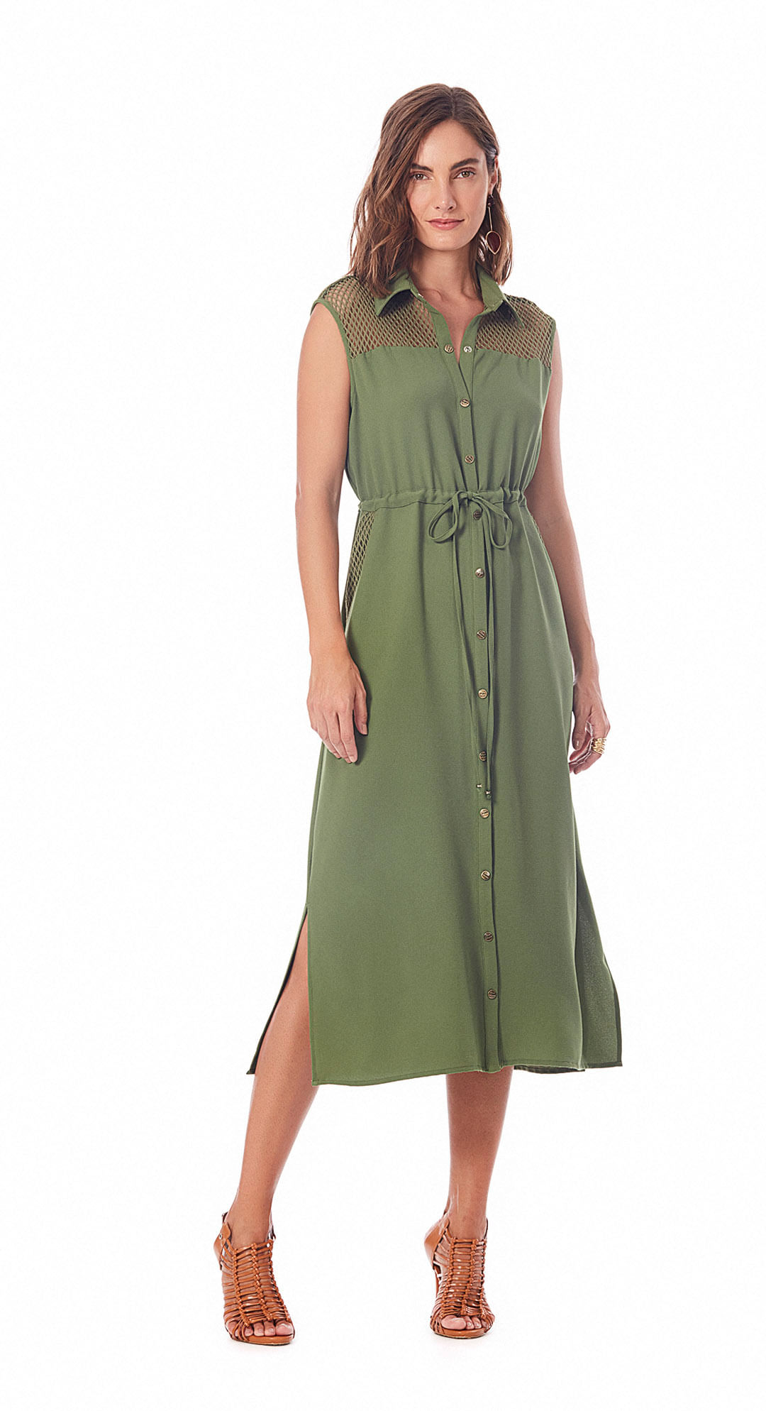 vestido gola polo midi
