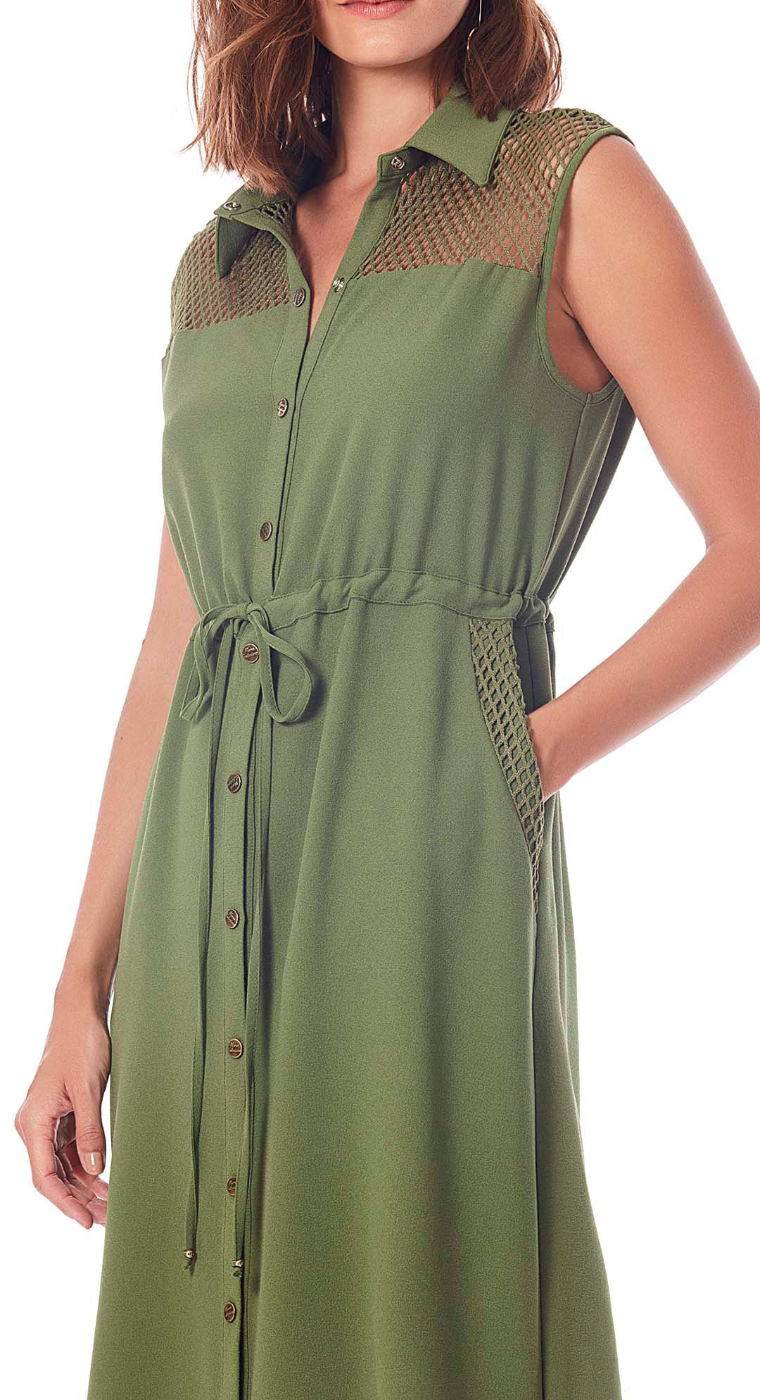 vestido gola polo midi