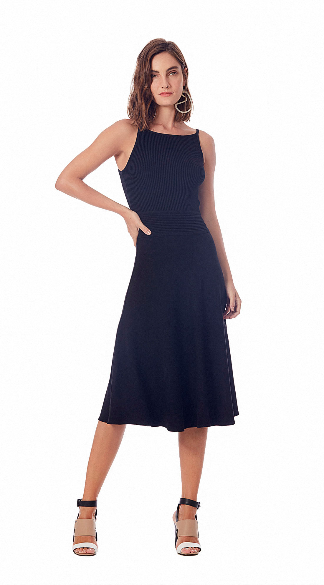 vestido midi preto basico