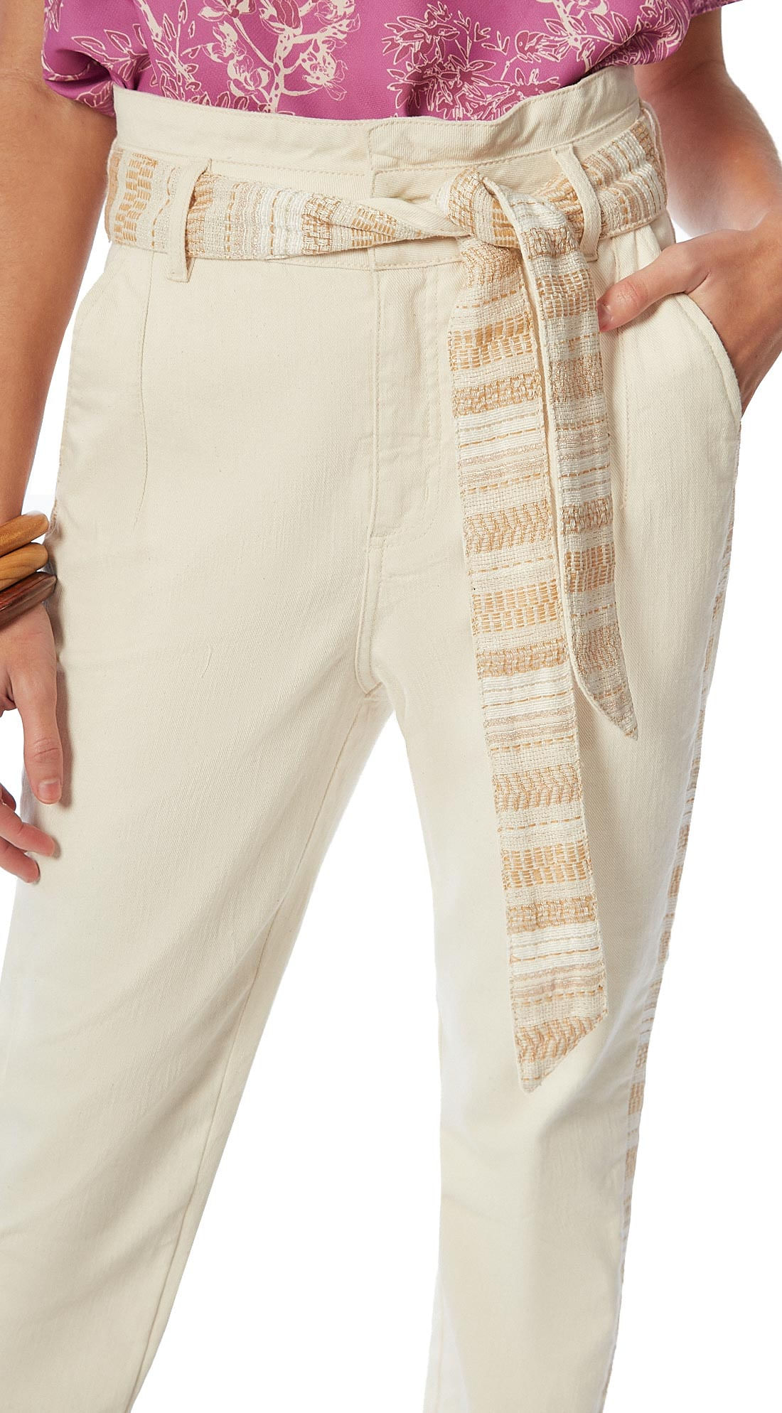 calça cos alto tecido